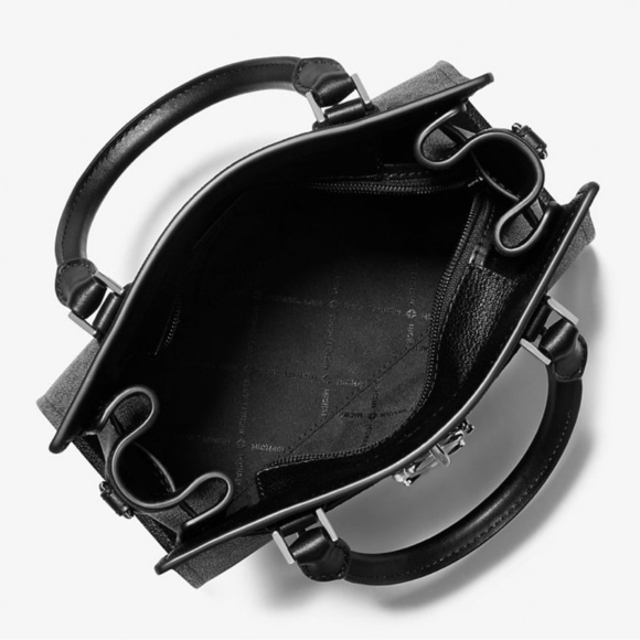 Michael Kors Hamilton Small Signature Logo Satchel Black Signature - Picture 8 of 9